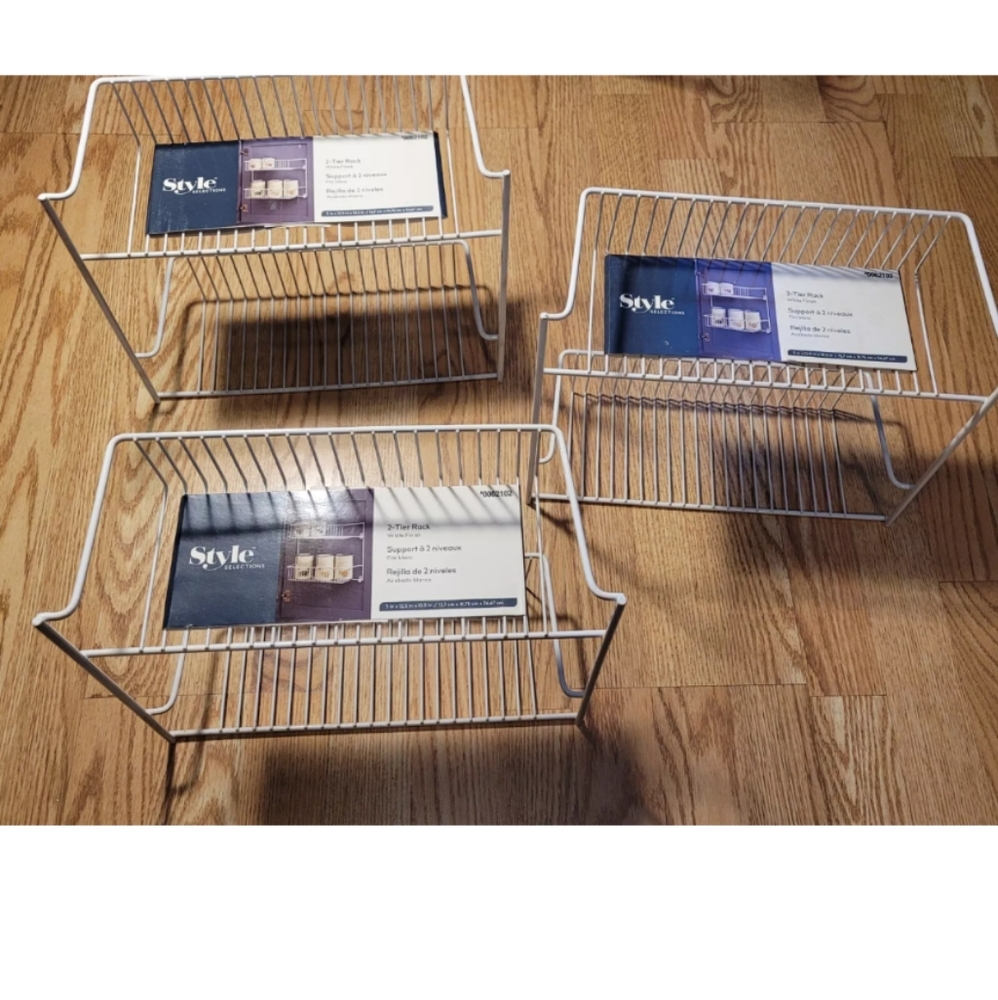 Style Selections 2-Tier Rack White Lot Of 3 Brand New